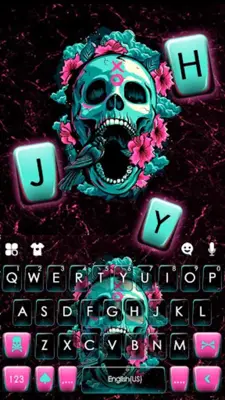 Roses Floral Skull Keyboard Th android App screenshot 0