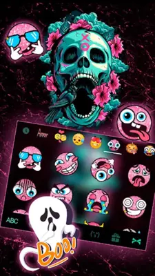 Roses Floral Skull Keyboard Th android App screenshot 2