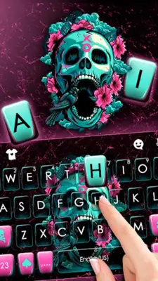 Roses Floral Skull Keyboard Th android App screenshot 3