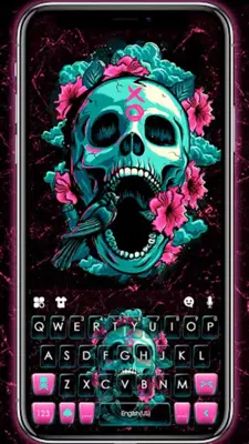 Roses Floral Skull Keyboard Th android App screenshot 4